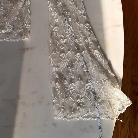 Vintage Jessica McClintock Cream Lace Top – Romantic Cottagecore Coquette Blouse - Picture 8 of 8
